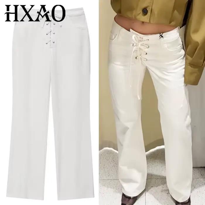 HXAO 2025 pantalons pour femmes pantalon blanc jean