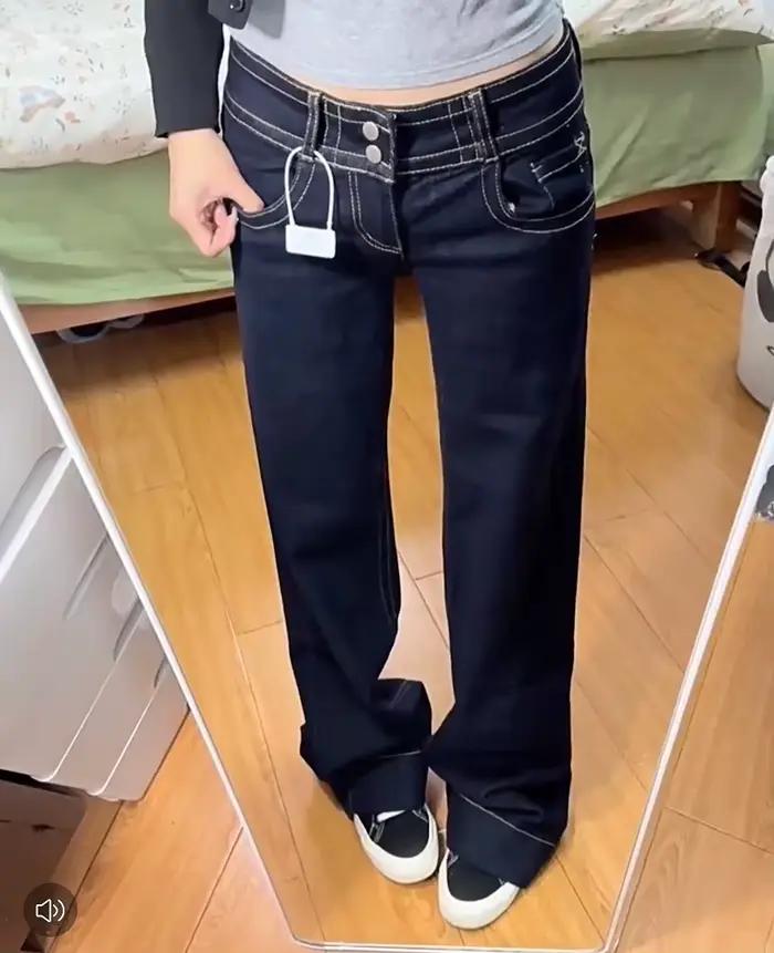 Femmes Vintage bleu Y2k Baggy Jean 2025 automne Harajuku petit ami Denim pantalon haute rue 2000s