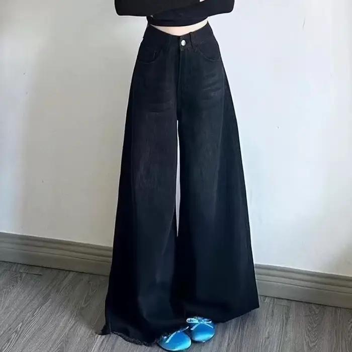 Jean à jambes larges femmes Denim pantalon Vintage