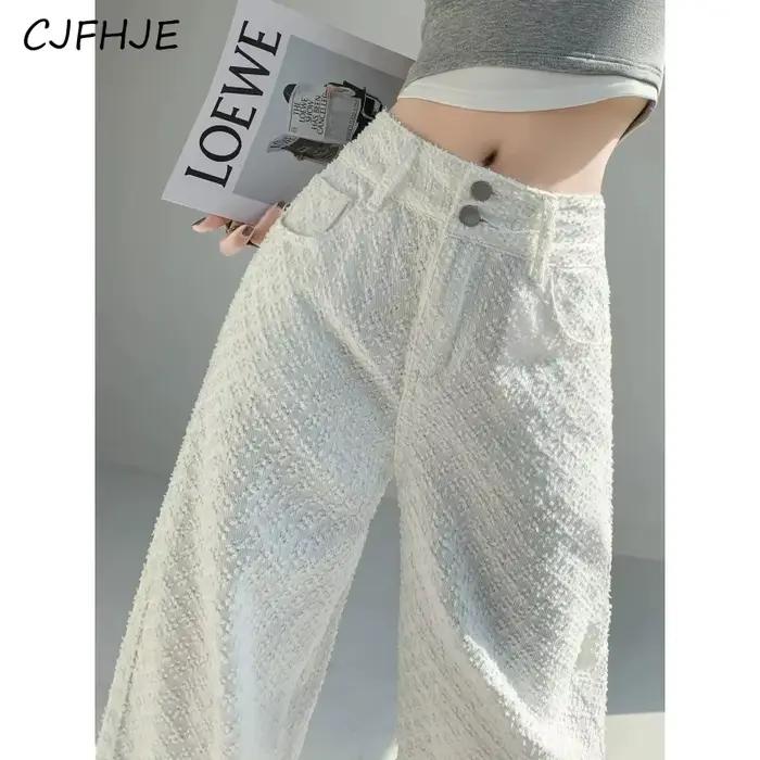 CJFHJE mode femmes taille haute jean droit coréen classique