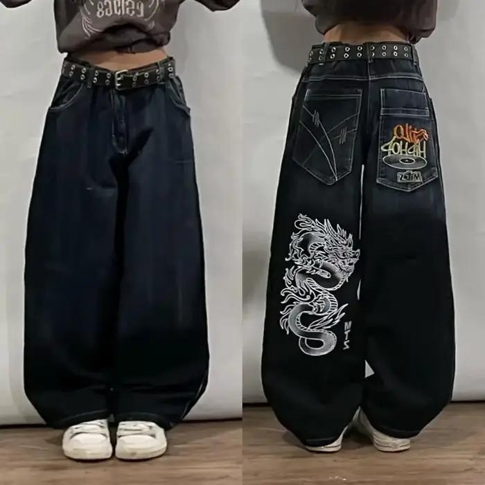 Jeans brodés à motif Joker pour femmes