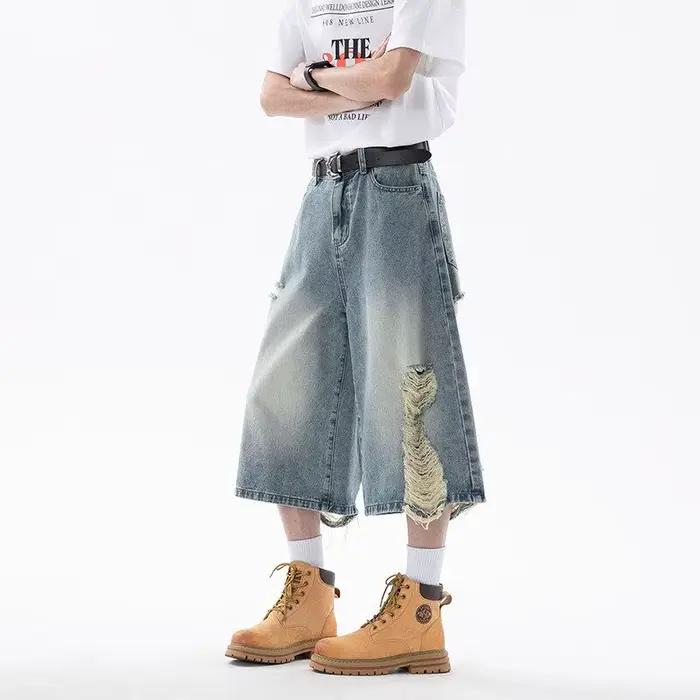 Jean Court Vintage Femme Y2K Style American Retro Polyvalent et Confortable Pour Faire du Shopping et Autres Occasions