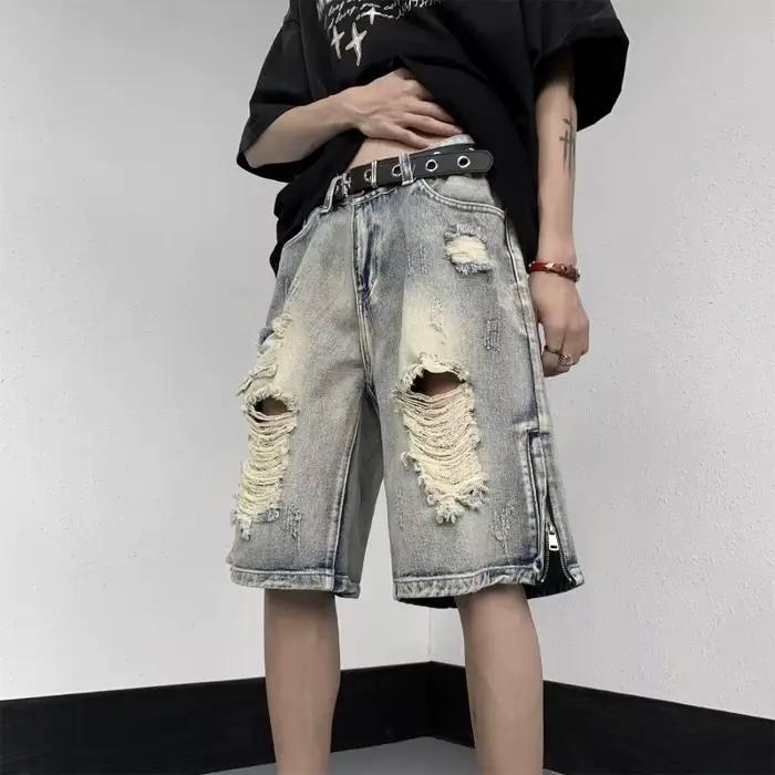 Shorts en jean déchirés d'été pour hommes