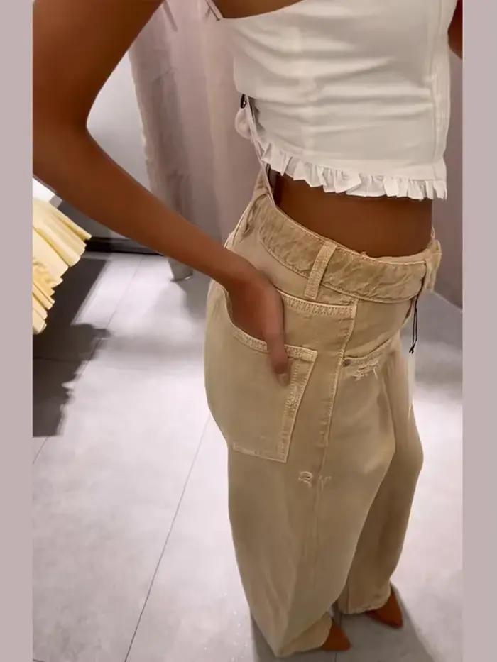 Jean pour femme taille mi-haute avec taille repliable
