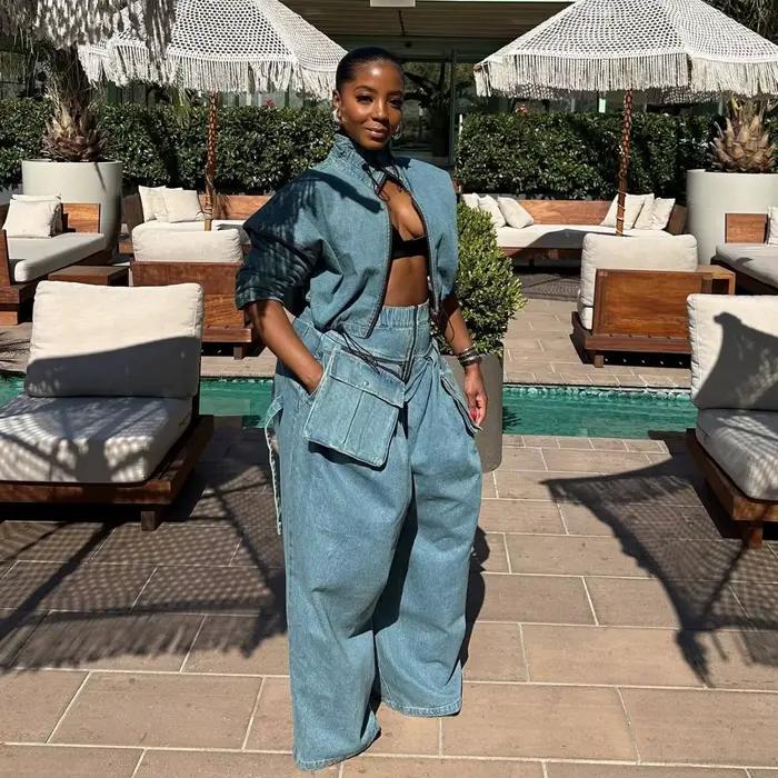 Ensemble deux pièces en Denim pour femmes