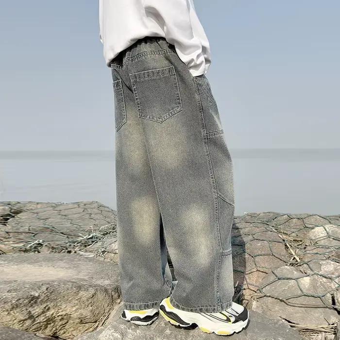Nouveauté enfants couleur grise jean pantalon pour garçons Design élégant Denim
