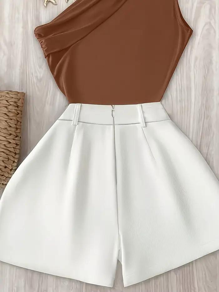 Shorts blancs taille haute à jambes larges pour femmes 2026