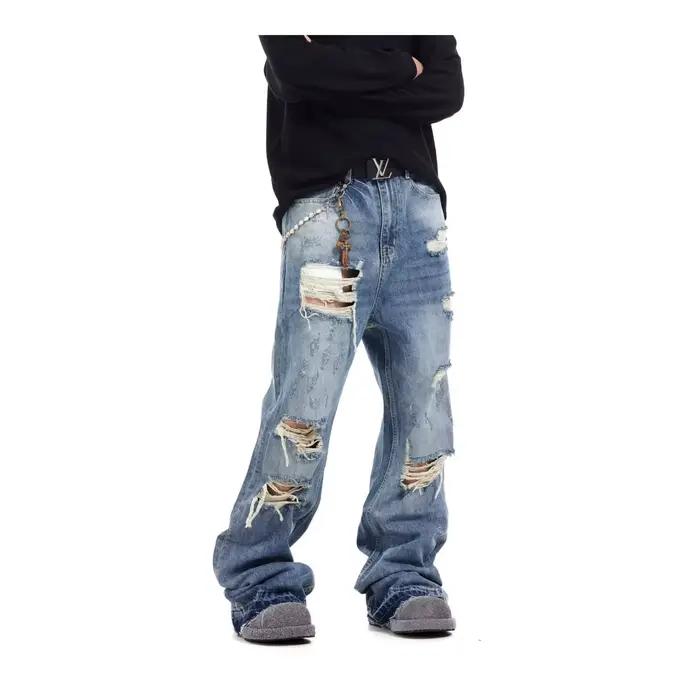 Jean décontracté rétro américain coupe droite pour homme