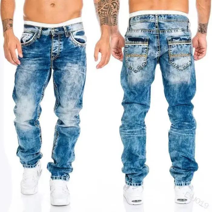 Hommes Jeans marques droite Stretch mince Jean Homme pantalons Hombre