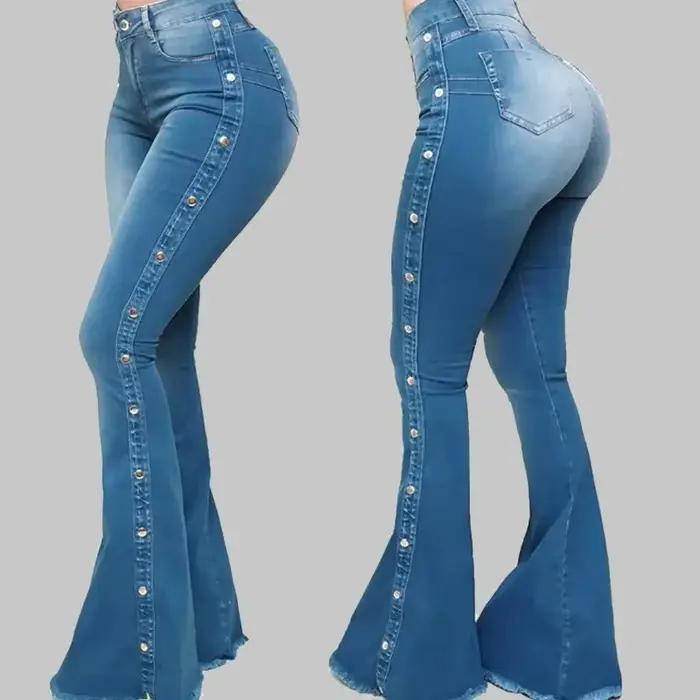 Jean taille haute en Denim extensible pour femme