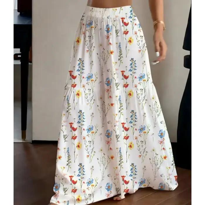 Pantalon d'été féerique à fleurs pour femme, taille haute, coupe ample, jambe large, élégant, polyvalent, droit