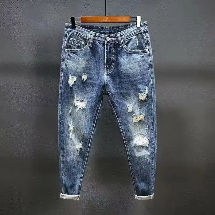 Pantalon de cowboy déchiré pour hommes avec imprimé