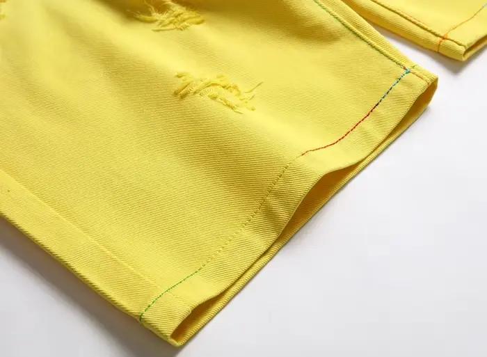 Vert jaune Denim court hommes