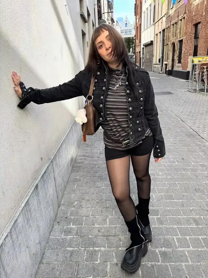 Veste militaire en jean vintage pour femme