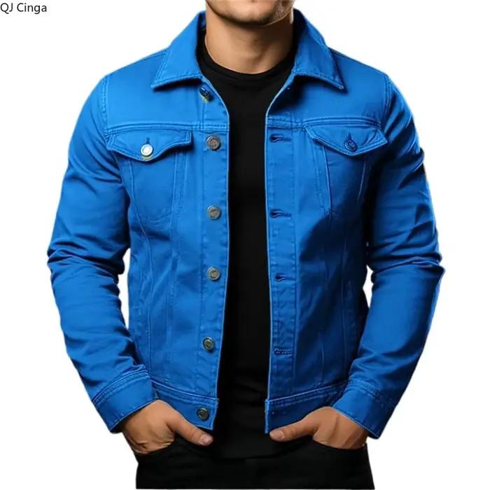 Veste en jean bleue à manches longues pour hommes