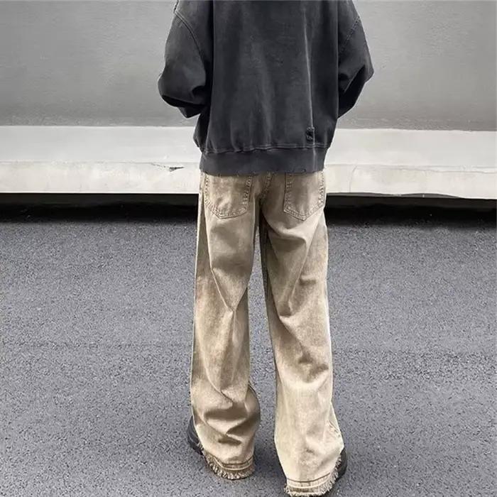 Jean droit marron streetwear américain pour homme