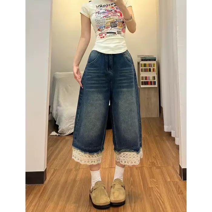 Shorts en jean rétro américain pour femme
