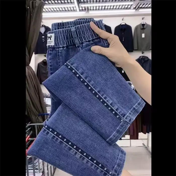 Nouvelle mode jean femmes 2025 printemps automne coréen sauvage taille élastique droite cheville longueur pantalon