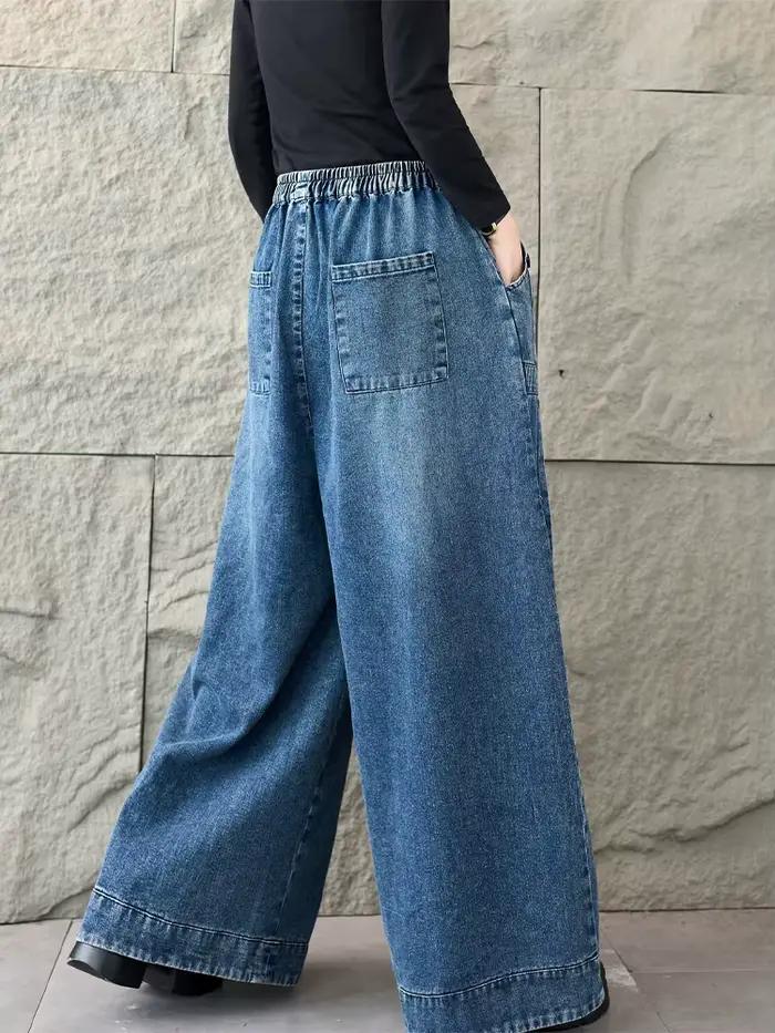 Amax LuluE 2026 printemps mode classique Denim pantalon dames Vintage solide jean décontracté femmes ample taille