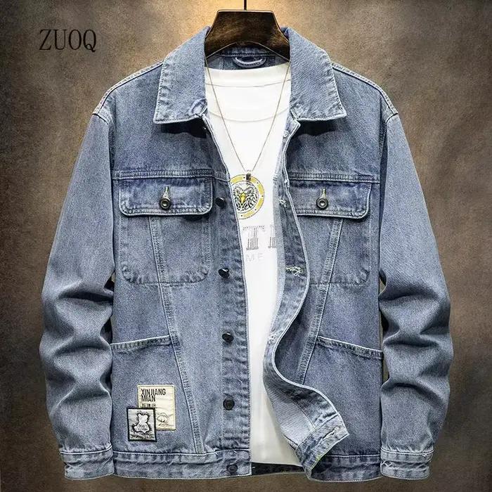 Veste en jean Vintage américaine élégante bleu/noir pour homme