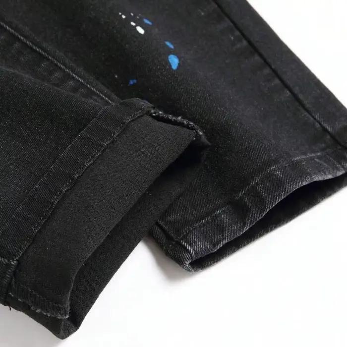 Jean extensible déchiré en Patchwork pour homme