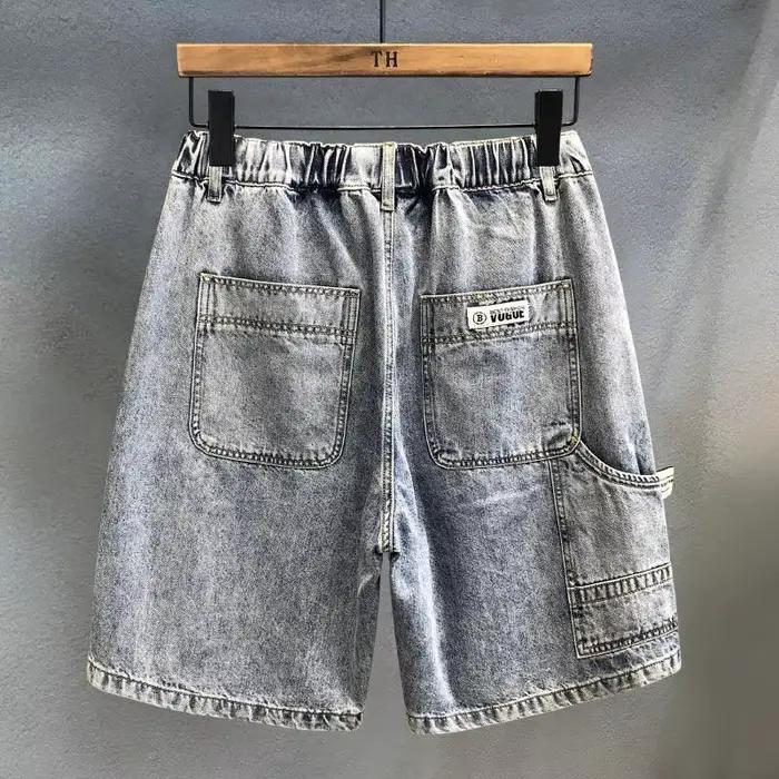 Short en jean uni homme décontracté vintage longueur genou toile adoucissante mode de luxe été occasions informelles