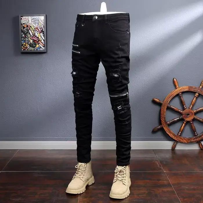 Jean à Jambes Droites Noir pour Homme