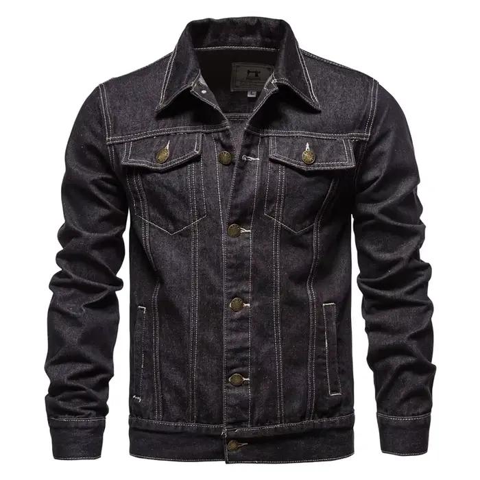 2025 automne Hommes solide Denim vestes mode moto Vintage jean