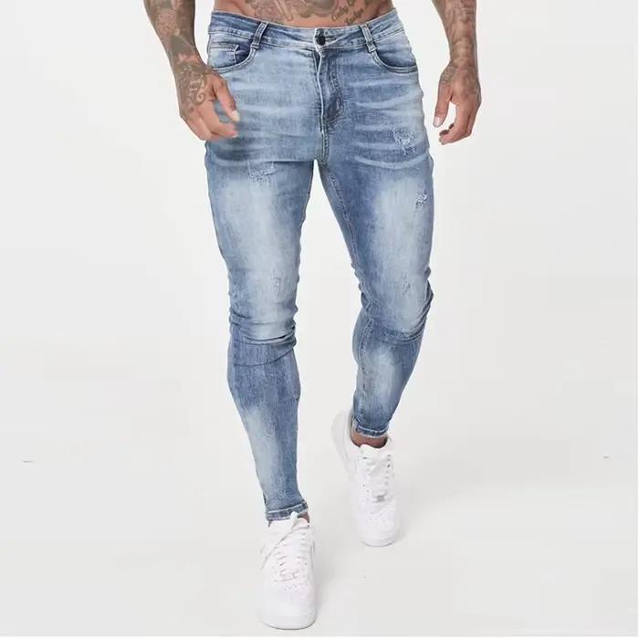 Pantalon de Cowboy en denim pour hommes, pantalon crayon, couleur unie, style décontracté, confortable et élégant pour les occasions quotidiennes et spéciales