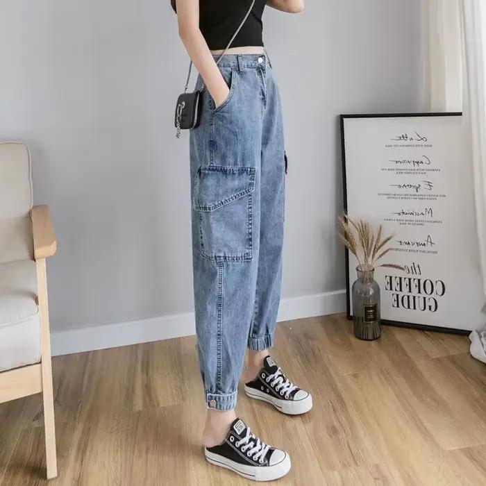 Jeans sarouel taille haute pour femmes