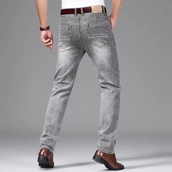 Jean fin effiloché gris pour homme