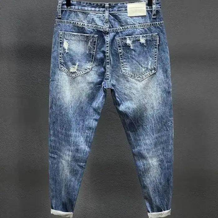 Pantalon de cowboy déchiré pour hommes avec imprimé