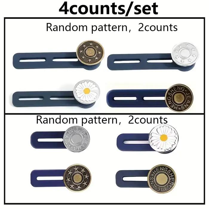 Extension de boutons pour pantalons, bouton de taille réglable, extenseur de ceinture rétractable, couleur aléatoire, boutons sans couture, 4 pièces