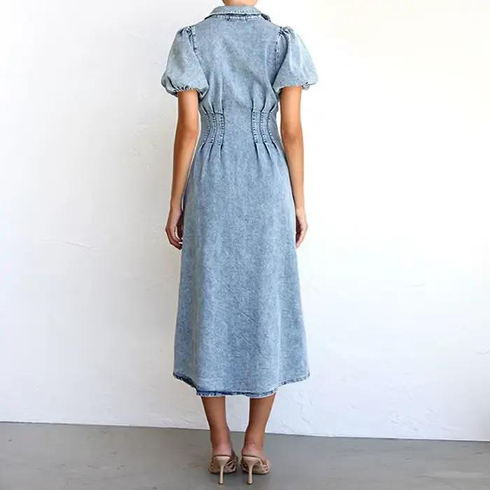 Robe chemise en jean délavé chic pour femme