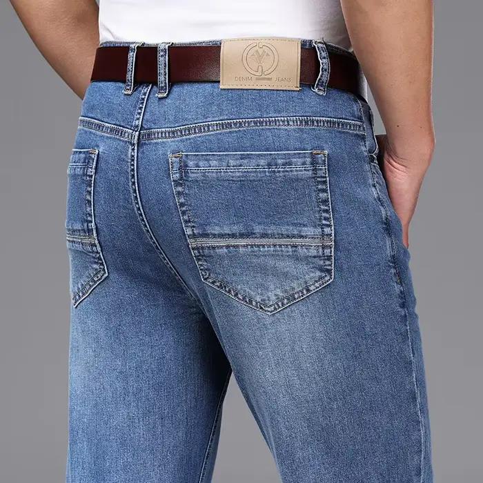 Jean fin effiloché gris pour homme