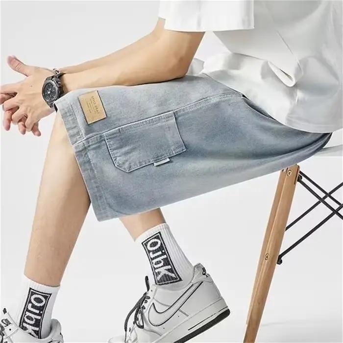 Nouveaux Jorts Baggy Droits Effet Vieilli 2026 pour Homme – Short en Jean Bermuda Vintage Y2K Streetwear Hip Hop Tendance