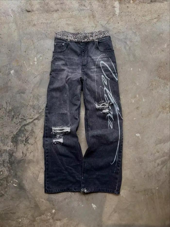 Jeans à imprimé léopard