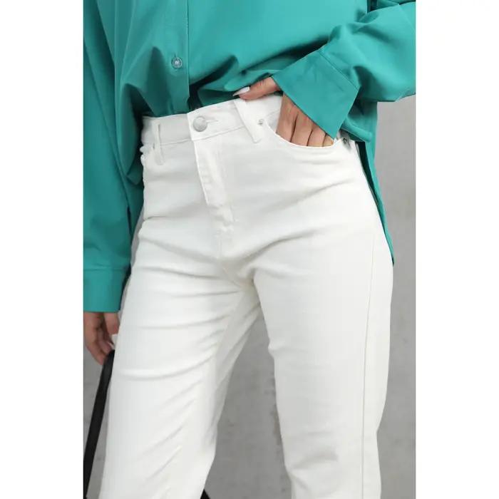Jean Vintage Blanc ZHISILAO Pantalon Femme Style Urbain Haute Qualité Coton Polyester Élasthanne Occasions Spéciales