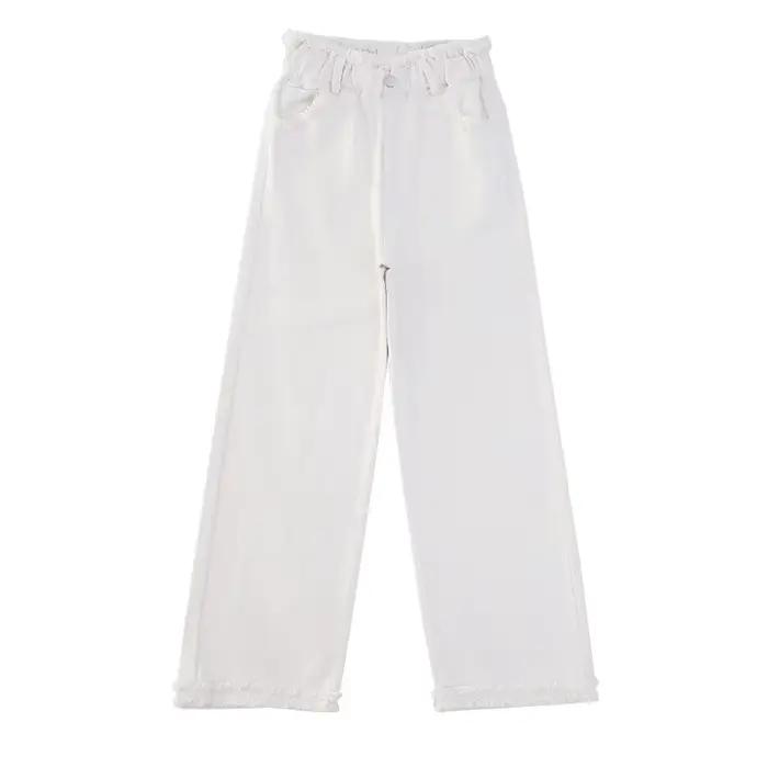 Offre spéciale enfant noir blanc jean pour filles nouveau casual jambe droite Denim pantalon adolescent enfants couleur