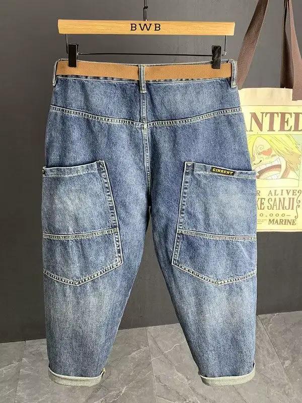 Printemps automne jean bleu ample pour hommes concepteur Hip-hop Streetwear jambe droite décontracté vêtements de