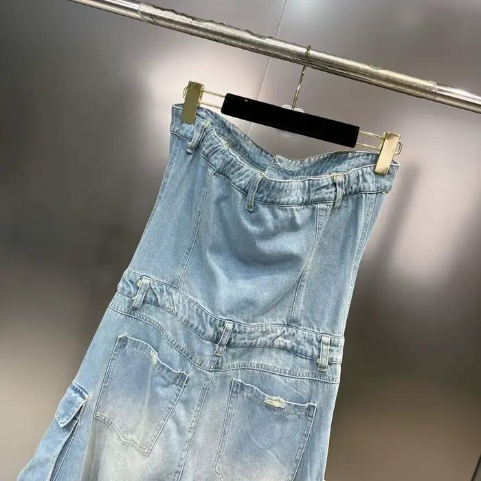 Getspring-Combinaison en jean sans bretelles pour femme