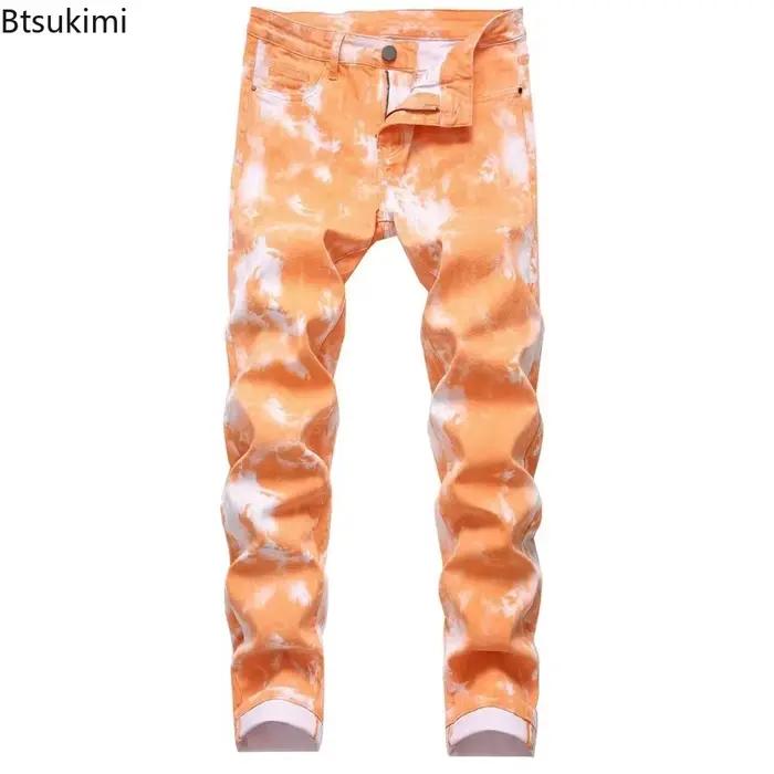 Jeans colorés haut de gamme pour hommes, style décontracté, polyvalent pour toutes les saisons, adapté aux clubs, fêtes et tenues quotidiennes