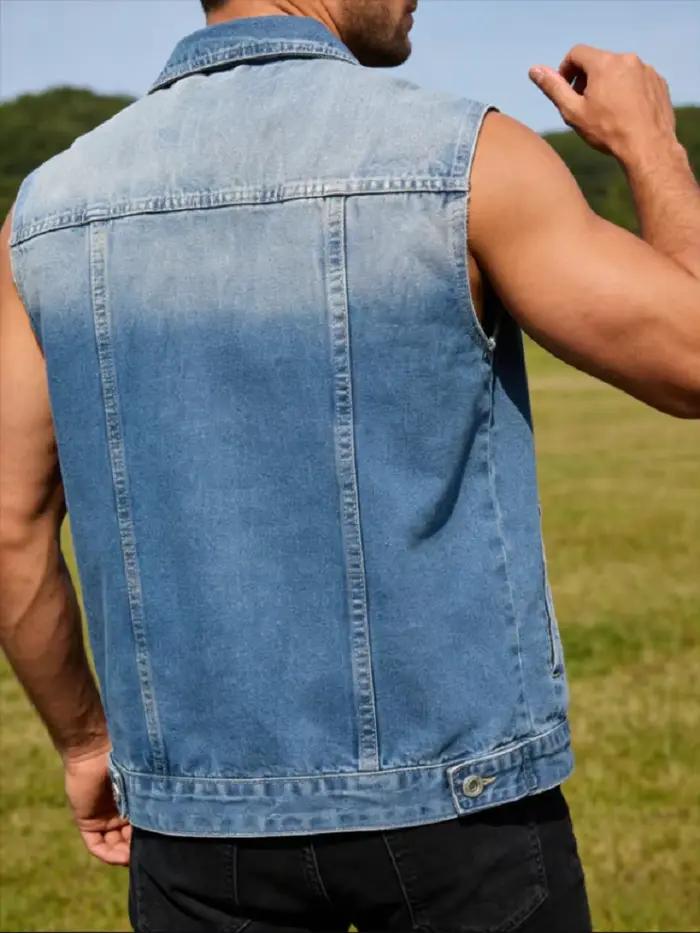 Nouvelle veste sans manches en jean délavé rétro pour homme