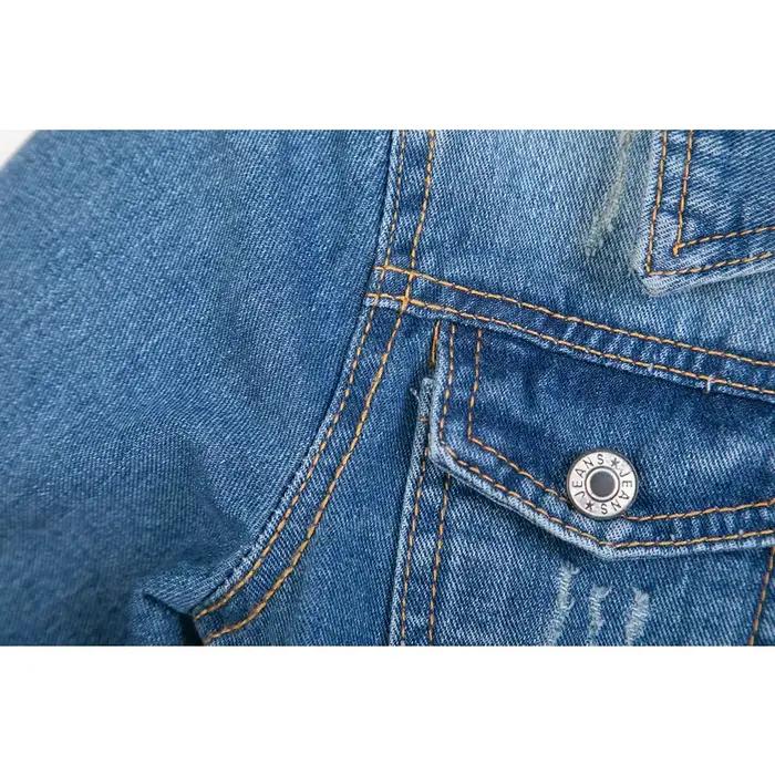 Veste courte en Jean à manches trois quarts pour femme