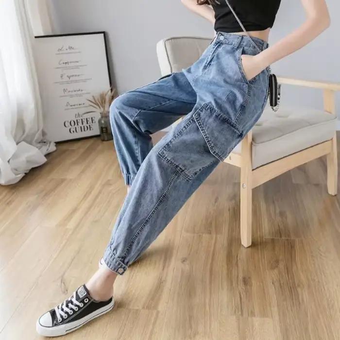 Jeans sarouel taille haute pour femmes