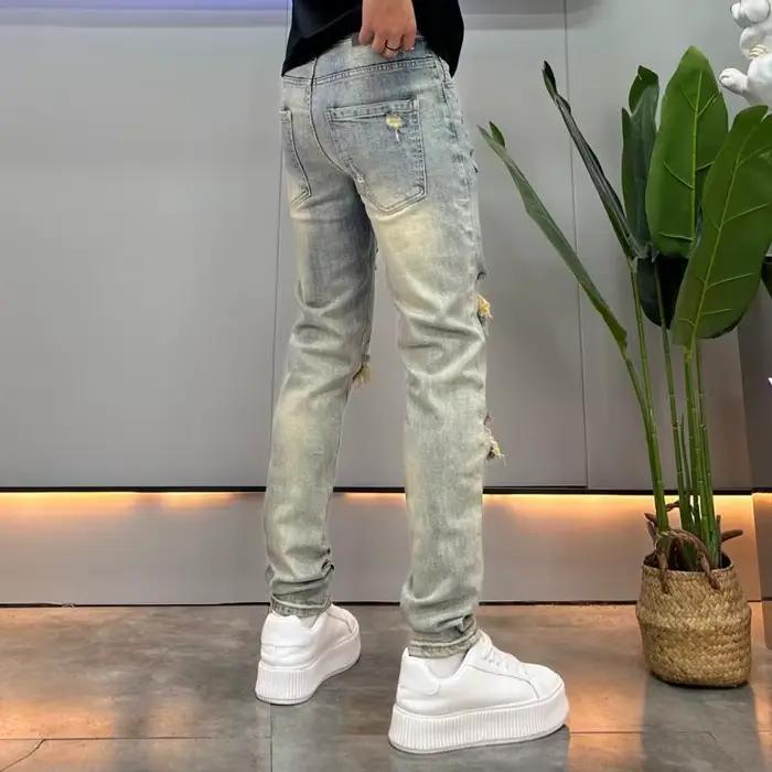 Jean déchiré aux genoux homme style rétro décontracté pour printemps automne ocasions casual