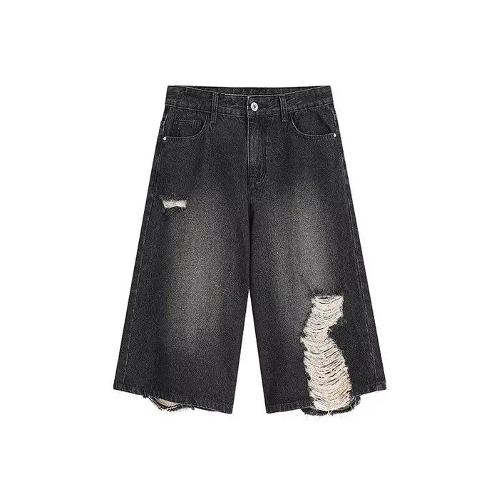 Jean Court Vintage Femme Y2K Style American Retro Polyvalent et Confortable Pour Faire du Shopping et Autres Occasions