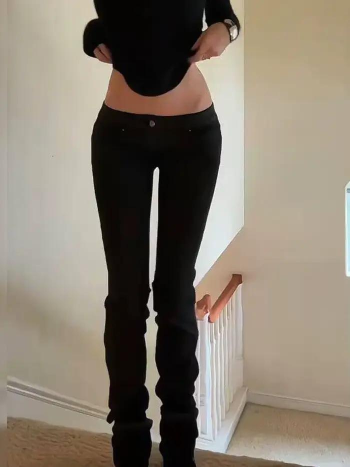 Pantalon en jean taille basse pour femme