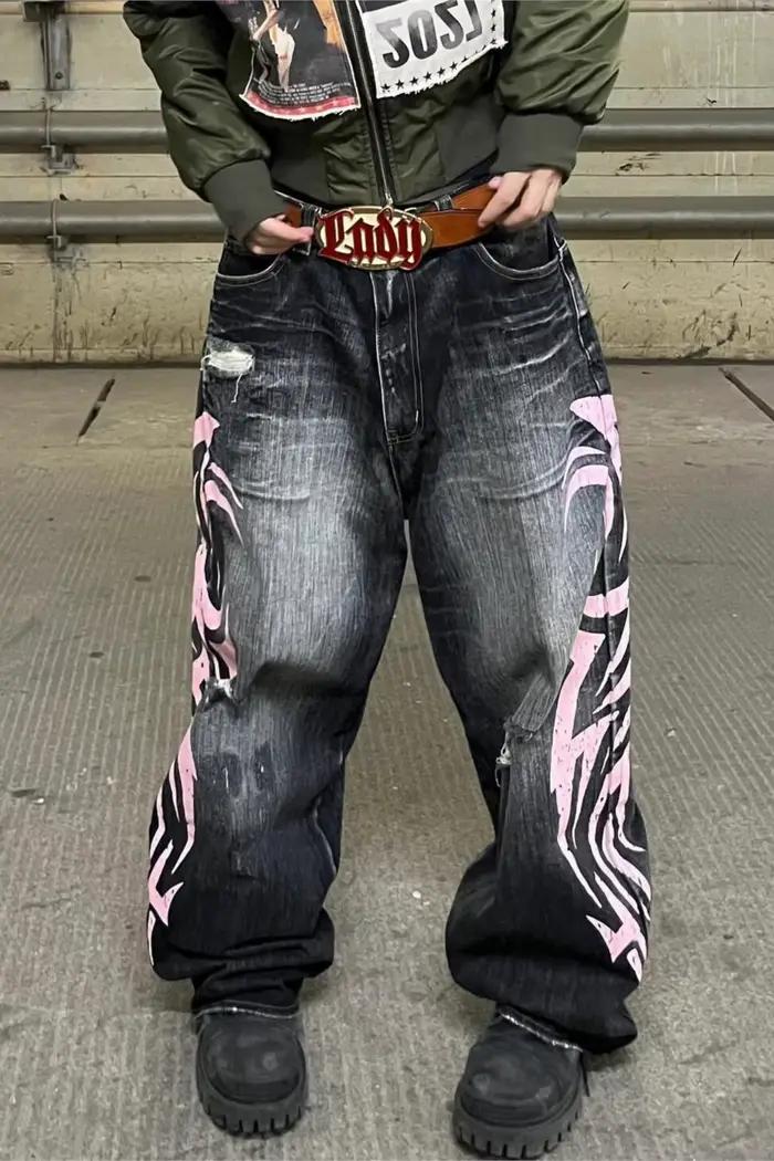 Jean imprimé totem chiné pour hommes