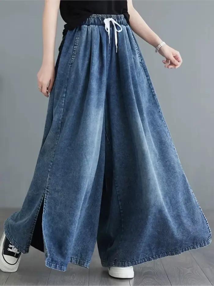 Jean Plissé à Jambes Larges pour Femme, Pantalon Long, Taille Haute, Loribindwood, Occasions Spéciales, Printemps Été